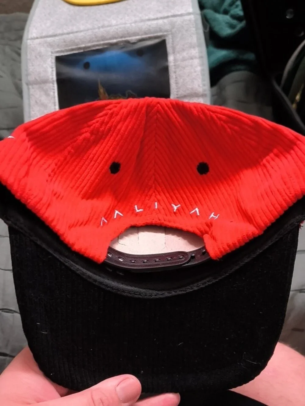 Red and Black Corduroy Dad Hat 'Aaliyah'